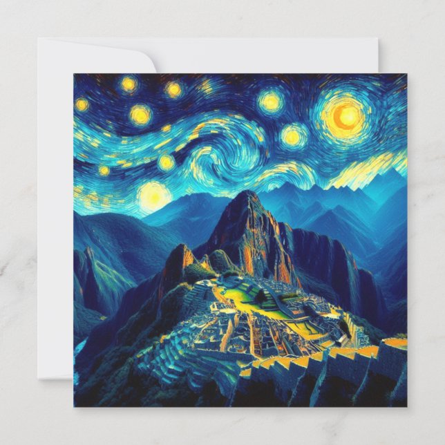 Convite Starry Night Machu Picchu Peru (Verso)