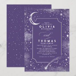 Convite Starry Night Moon A Atirar Casamento Celestial da