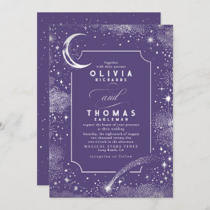 Convite Starry Night Moon A Atirar Casamento Celestial da