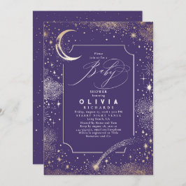 Convite Starry Night Moon Mystical Celestial Chá de fralda