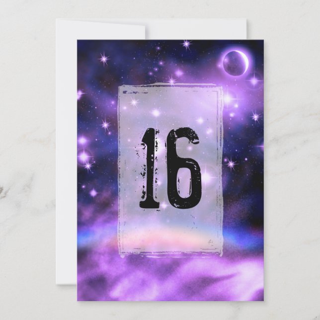 Convite Starry Night Rainbow Fantasy Sweet 16 Birthday (Frente)