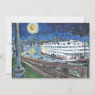 Convite Starry Night River Boat Invitation