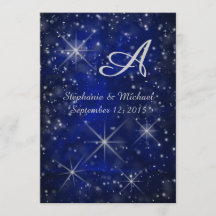 Starry Night Silver Monograma Elegante Azul