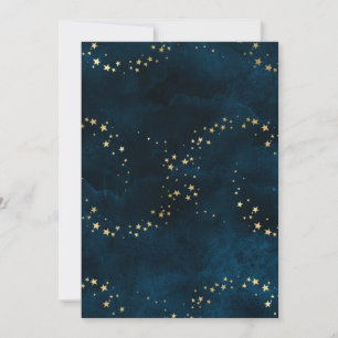 Convite Starry Night Sky - Estrelas de Ouro Azul Escuro Es