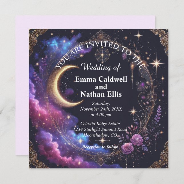 Convite Starry Night Wedding (Frente/Verso)