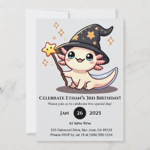 Convite Starry Spell Axolotl Birthday