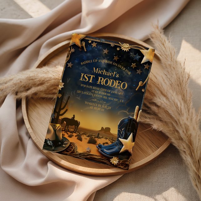 Convite Starry Western Cowboy 1st Birthday Rodeo (Criador carregado)