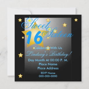 Convite Stars And Lights Forever Sweet Sixteen-Customize
