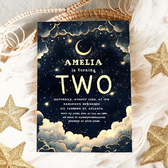 Convite Stars Galaxy Celestial Aniversário de criança Part (Stars Galaxy Celestial Kids Birthday Party Invitation)