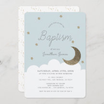 Stars & Moon Baby Blue Boy Baptism