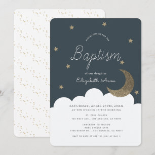 Convite Stars & Moon Marinho Blue Boy Baptism