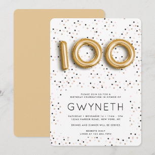 Convite Stars o tipo 100th aniversário do balão da folha