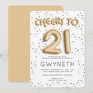 Convite Stars o tipo aniversário de 21 anos do balão da