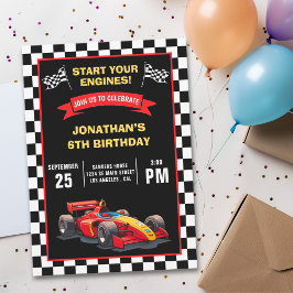 Convite Start Your Engines! Fun Racing Driver Birthday Boy