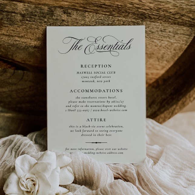 Convite Stately Calligraphy Wedding Details Card (Criador carregado)