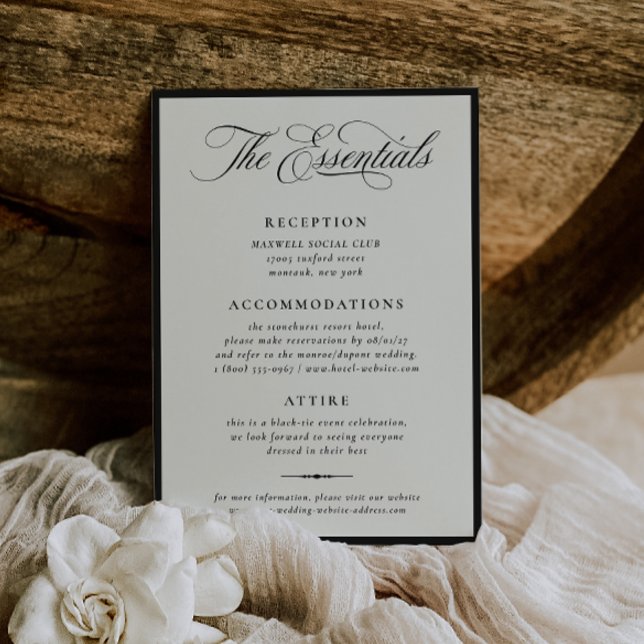 Convite Stately Calligraphy Wedding Details Card (Criador carregado)