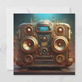 Convite Steampunk Boom Box Radio