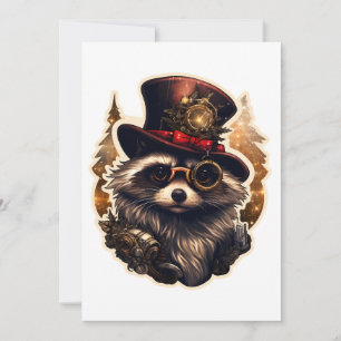 Convite Steampunk Christmas Raccoon