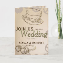 Convite - Steampunk com chapéu e Googles