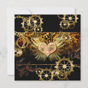 Convite Steampunk, coração maravilhoso
