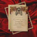 Convite Steampunk Gothic Science Fiction Casamento Floral<br><div class="desc">Crie um estilo único com esta design de casamento de fantasia e galinha. Gótica ficção científica jaula de costelas humanas com asas de borboletas e corações e pano de fundo floral. Na parte de trás, um crânio com flores repousa na borda inferior adornado com flores. Ambos em uma safra, fundo...</div>