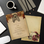 Convite Steampunk Gothic Science Fiction Floral Birthday<br><div class="desc">Crie um estilo único com este design de aniversário de fantasia. Gótica ficção científica jaula de costelas humanas com asas de borboletas e corações e pano de fundo floral. Na parte de trás, um crânio com flores repousa na borda inferior adornado com flores. Ambos em uma safra, fundo de resmungo...</div>