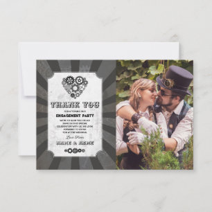 Convite Steampunk Obrigado Foto De Coração De Casamento