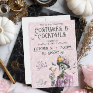 Convite Steampunk Skeleton Costumes Cocktails Halloween