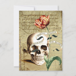 Convite Steampunk Skull Floral Halloween 4,5" x 6,25"