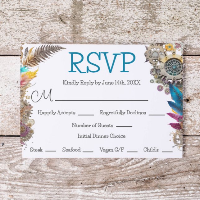 Convite Steampunk temed Wedding RSVP (Criador carregado)