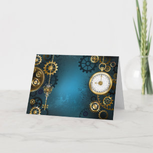 Convite Steampunk turquoise Background with Gears