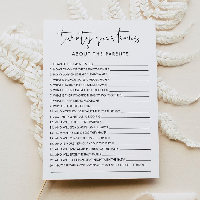 Convite STELLA 20 Perguntas sobre o Jogo do Bebê dos Pais (Criador carregado)