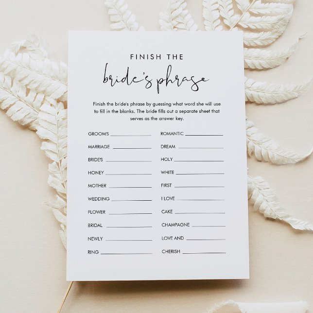 Convite STELLA Termine o Jogo de Brida de Frase da Noiva (Criador carregado)