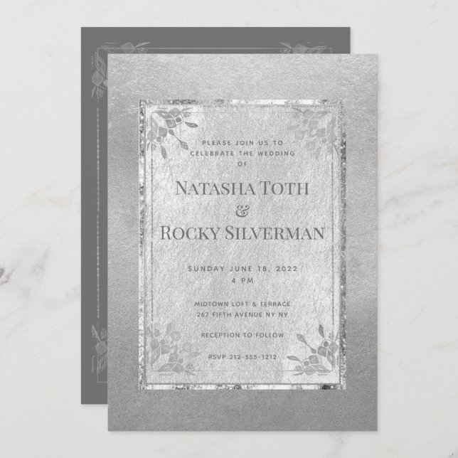 Convite Sterling Silver Affair Wede Partido (Frente/Verso)