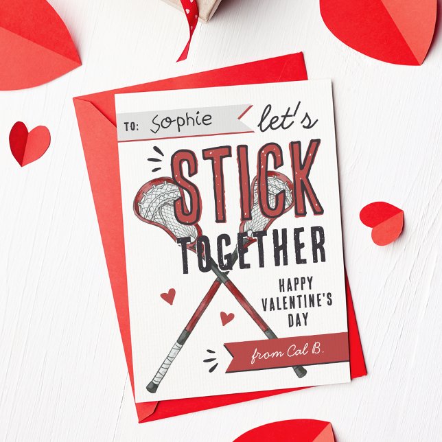 Convite Stick Together Lacrosse Classroom Valentine Card (Criador carregado)
