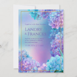 Convite Stippled Lavender Hydrangea Watercolor Gold Frame