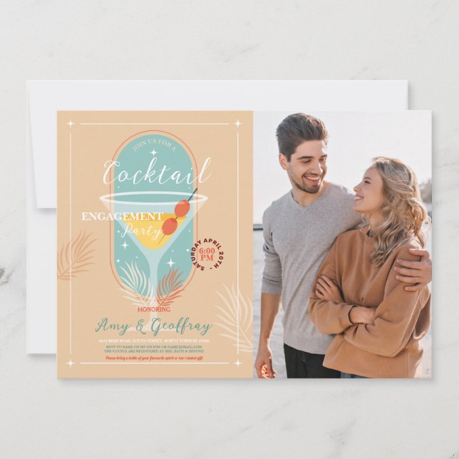 Convite Stock A Foto Do Bar Noivado Cocktail Party (Frente)