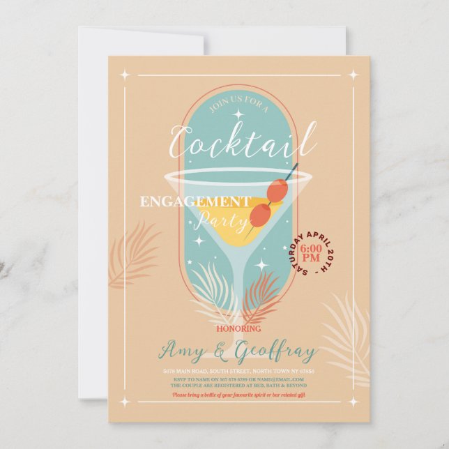 Convite Stock Do Bar Noivado Cocktail Party (Frente)
