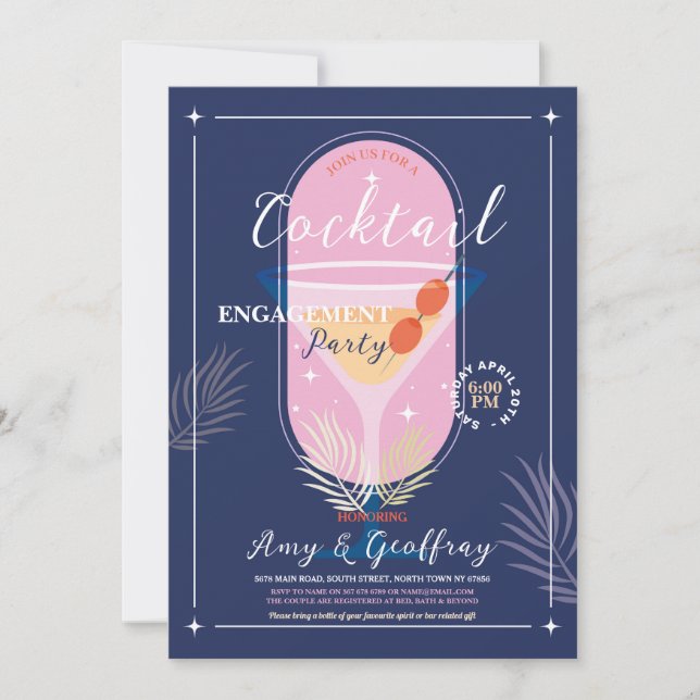 Convite Stock O Marinho Da Parte Noivado  Do Bar (Frente)