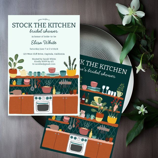 Convite STOCK THE KITCHEN Bridal Shower Cute CUSTOM (STOCK THE KITCHEN Bridal Shower Cute CUSTOM Invitation
)