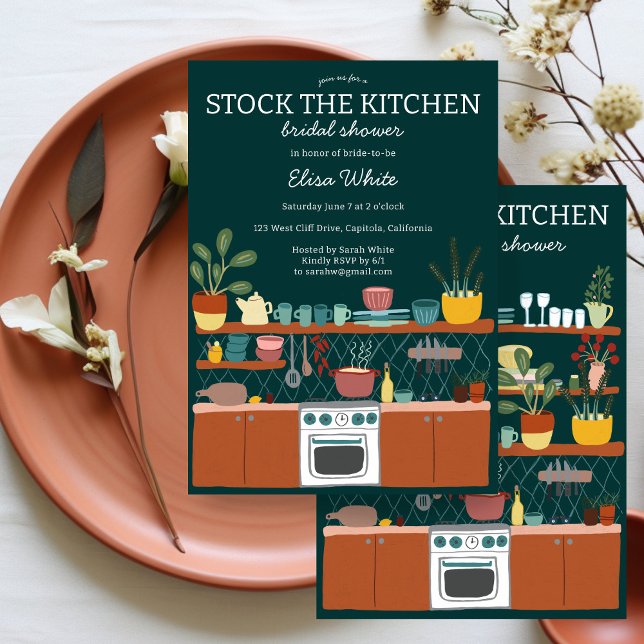 Convite STOCK THE KITCHEN Bridal Shower Cute CUSTOM (STOCK THE KITCHEN Bridal Shower Cute CUSTOM Invitation
)