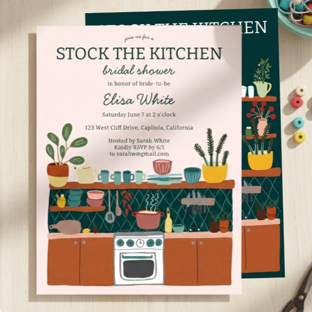 Convite STOCK THE KITCHEN Bridal Shower Cute CUSTOM (STOCK THE KITCHEN Bridal Shower Cute CUSTOM Invitation
)