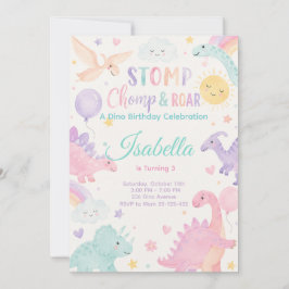Convite Stomp Chomp & Roar Dinosaur Invitation Editable