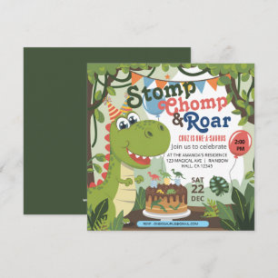Convite Stomp Chomp Roar dinossauro um aniversário de saur