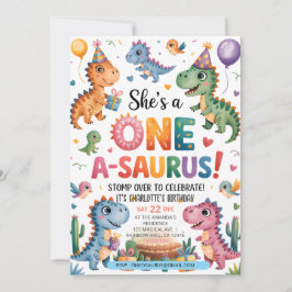 Convite Stomp Chomp Roar dinossauro um aniversário de saur