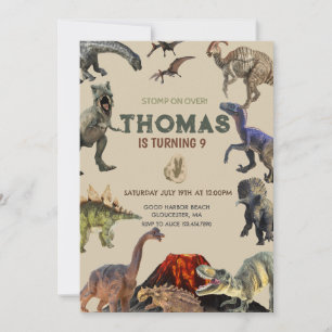 Convite Stomp sobre Dino Birthday