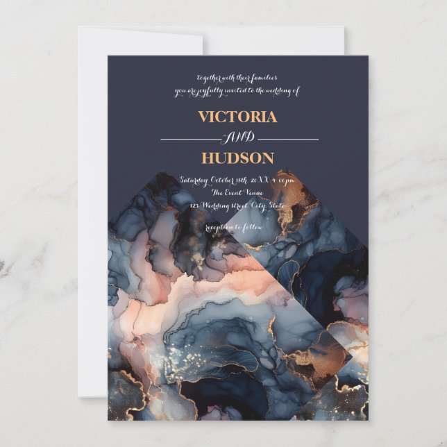 Convite Stone Marble Agate Wedding (Frente)