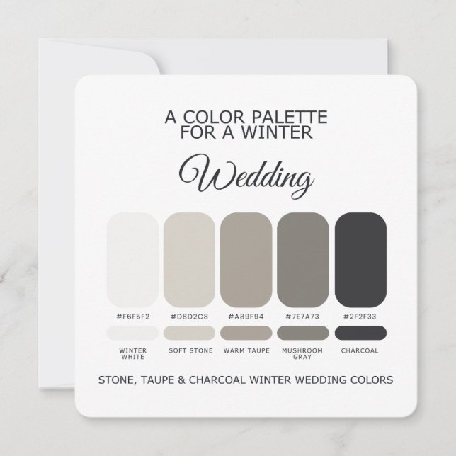 Convite Stone Taupe Charcoal Winter Wedding Palette Card (Frente)