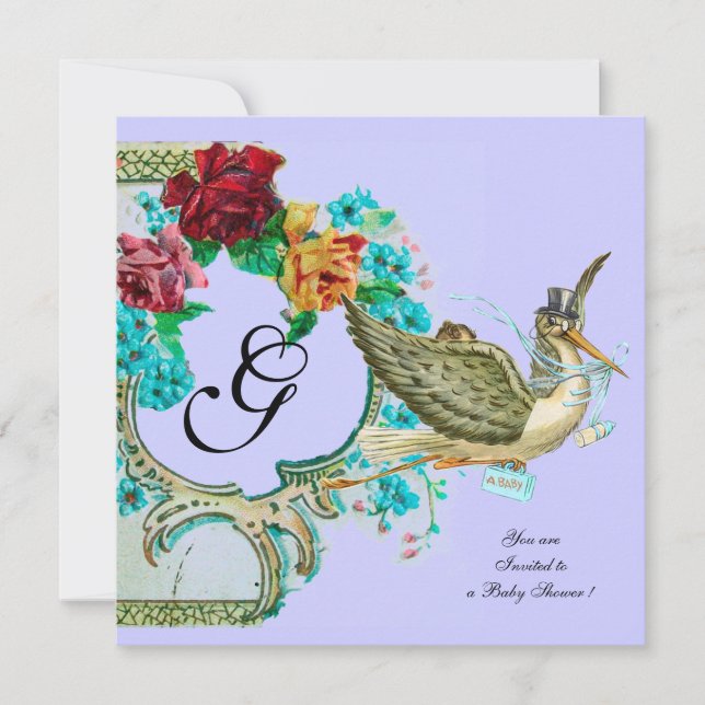 Convite STORAGE CHÁ DE FRALDAS 3 MONOGRAM branco (Frente)