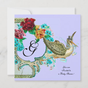 Convite STORAGE CHÁ DE FRALDAS 3 MONOGRAM branco